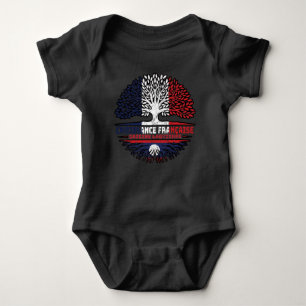 Laos Laotian French France Tree Roots Flag Baby Bodysuit