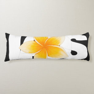 Laos Love Frangipani Flower Black and White Body Cushion