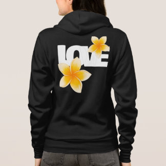 Laos Love Frangipani Flower White on Black Hoodie