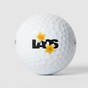 Laos Love Frangipani Flower Yellow and Black Golf Balls