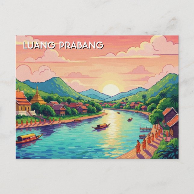 Laos Luang Prabang Travel Postcard (Front)