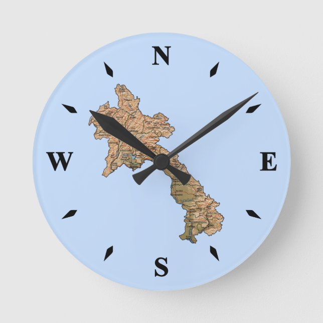 Laos Map Clock (Front)