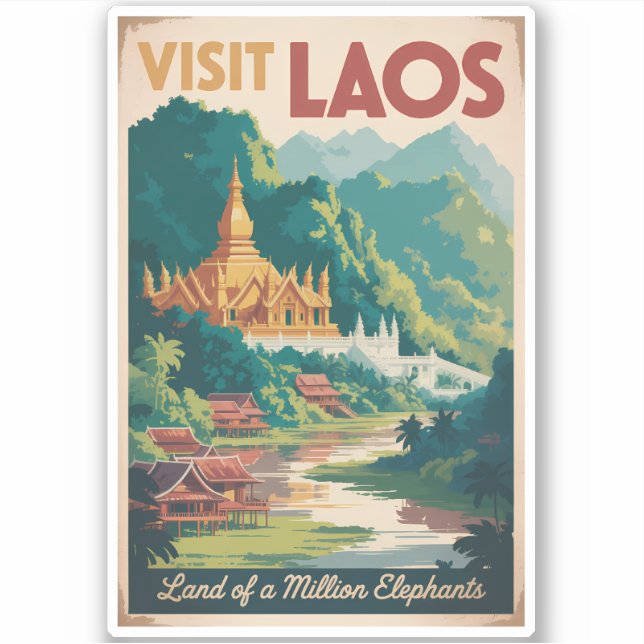Laos Pha That Luang Illustration Travel Art (Front)