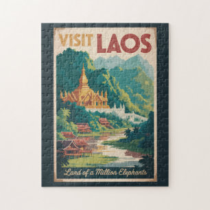 Laos Pha That Luang Illustration Travel Art Jigsaw Puzzle