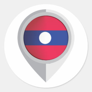 Laos Pin Location Flag Classic Round Sticker