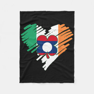 Laos Proud Lao Laotian Flag St. Patricks Day Shamr Fleece Blanket