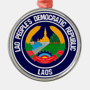 Laos Round Emblem Metal Tree Decoration