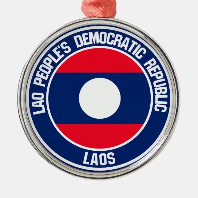 Laos Round Emblem Metal Tree Decoration (Front)