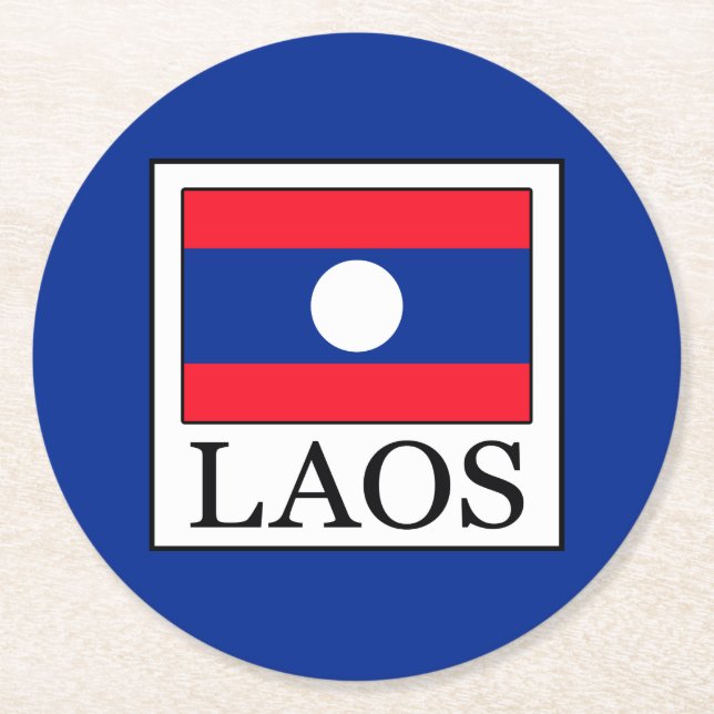 Laos Round Paper Coaster (Front)