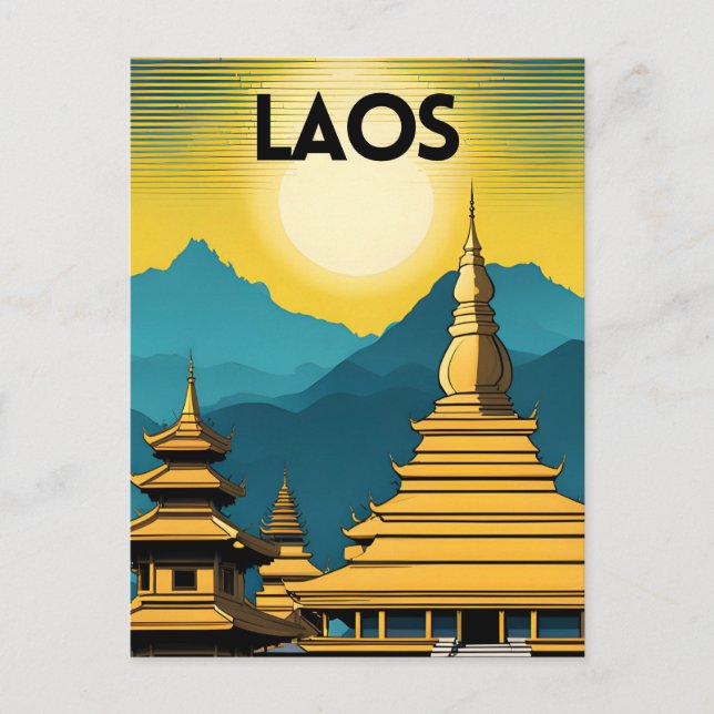 Laos Travel Art Postcard (Front)