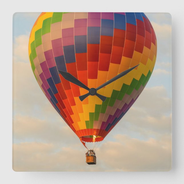 Laos, Vang Vieng. Hot air balloon Square Wall Clock (Front)