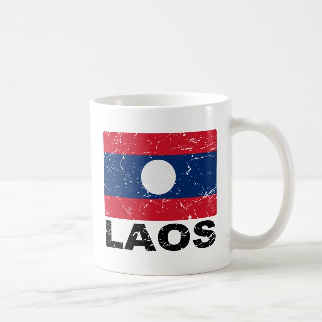 Laos Vintage Flag Coffee Mug (Right)