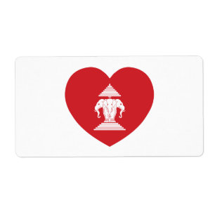 Laotian Erawan 3 Headed Elephant Heart Flag