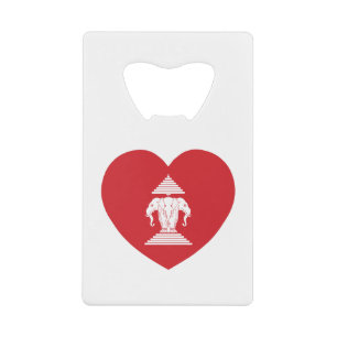 Laotian Erawan 3 Headed Elephant Heart Flag
