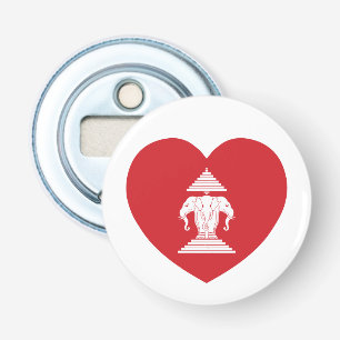 Laotian Erawan 3 Headed Elephant Heart Flag Bottle Opener