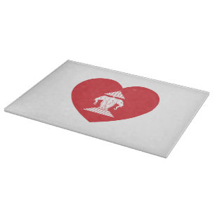 Laotian Erawan 3 Headed Elephant Heart Flag Cutting Board