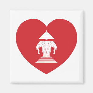 Laotian Erawan 3 Headed Elephant Heart Flag Magnet