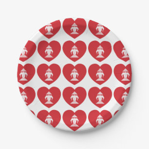 Laotian Erawan 3 Headed Elephant Heart Flag Paper Plate
