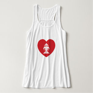 Laotian Erawan 3 Headed Elephant Heart Flag Singlet