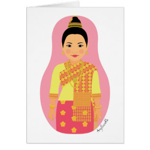 Laotian (Pink) Matryoshka Card