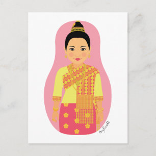 Laotian (Pink) Matryoshka Postcard