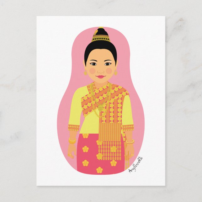 Laotian (Pink) Matryoshka Postcard (Front)