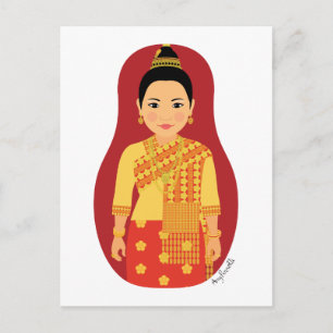 Laotian (Red) Matryoshka Postcard