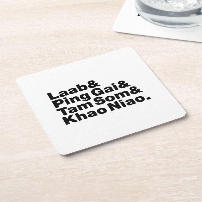 Laotian Street Food Square Paper Coaster (Angled)