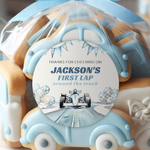 Lap Around The Track Race Car 1st Birthday Classic Round Sticker