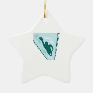Lap Swimmer Ceramic Tree Decoration