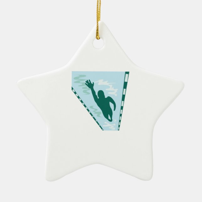 Lap Swimmer Ceramic Tree Decoration (Front)