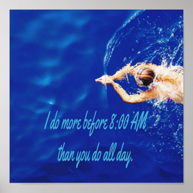 Lap Swimming Swim Team Motivational Inspirational Poster (Front)