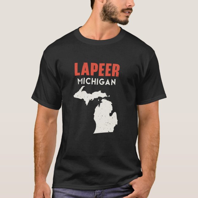 Lapeer Michigan USA State America Travel Michigani T-Shirt (Front)