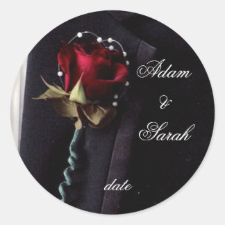 Lapel Rose Save the date Classic Round Sticker