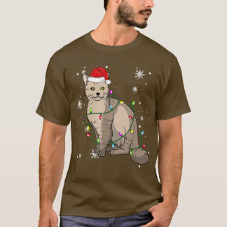 LaPerm Cat Christmas Lights Christmas Cat Santa ha T-Shirt