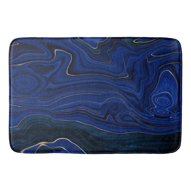 Lapis Blue Agate Swirls Bath Mat (Front)