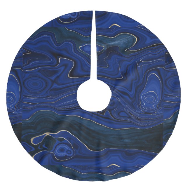 Lapis Blue Agate Swirls Brushed Polyester Tree Skirt (Front)