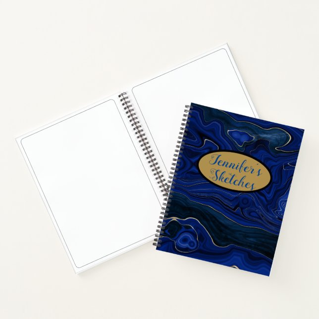 Lapis Blue Agate Swirls Sketch Notebook (Inside)