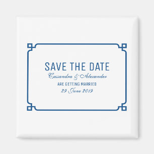 Lapis Blue Deco Chic Save the Date Magnet