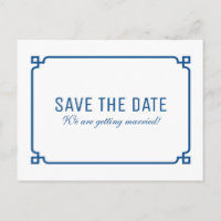Lapis Blue Deco Chic Save the Date Postcard