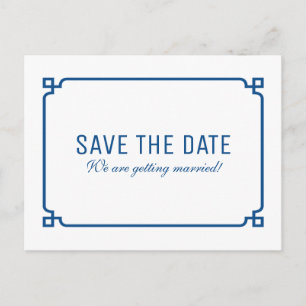 Lapis Blue Deco Chic Save the Date Postcard