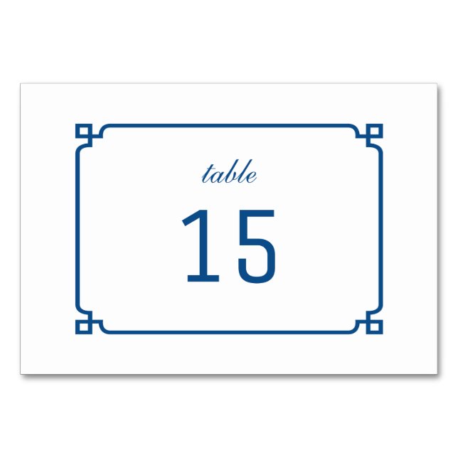 Lapis Blue Deco Chic Table Card (Front)