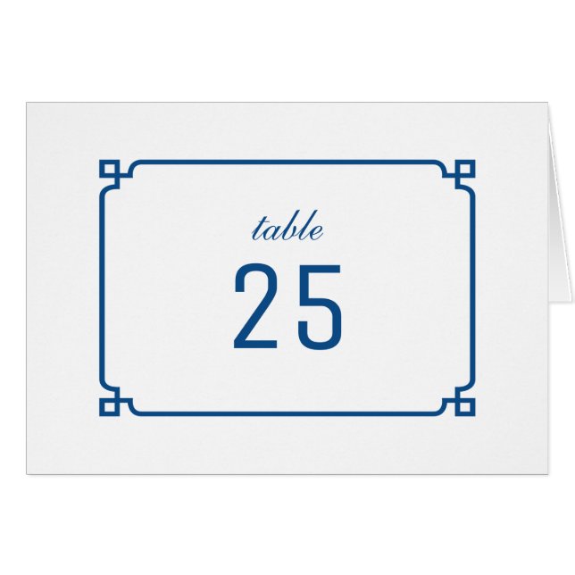 Lapis Blue Deco Chic Table Number (Front Horizontal)