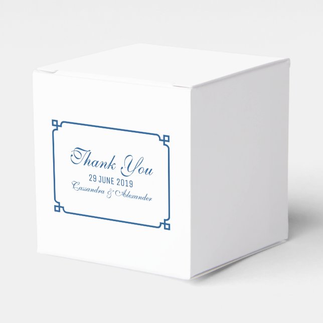 Lapis Blue Deco Chic Wedding Favour Box (Front Side)