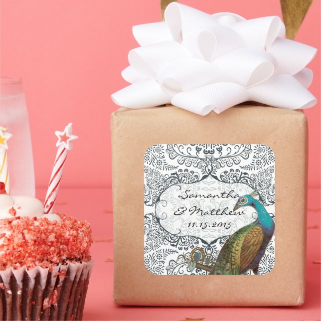 Lapis Blue Peacock Love Bird Wedding Seal (Party)