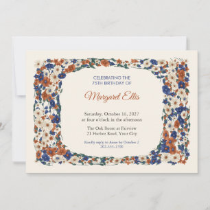 Lapis Cinnabar 75th Birthday Invitation