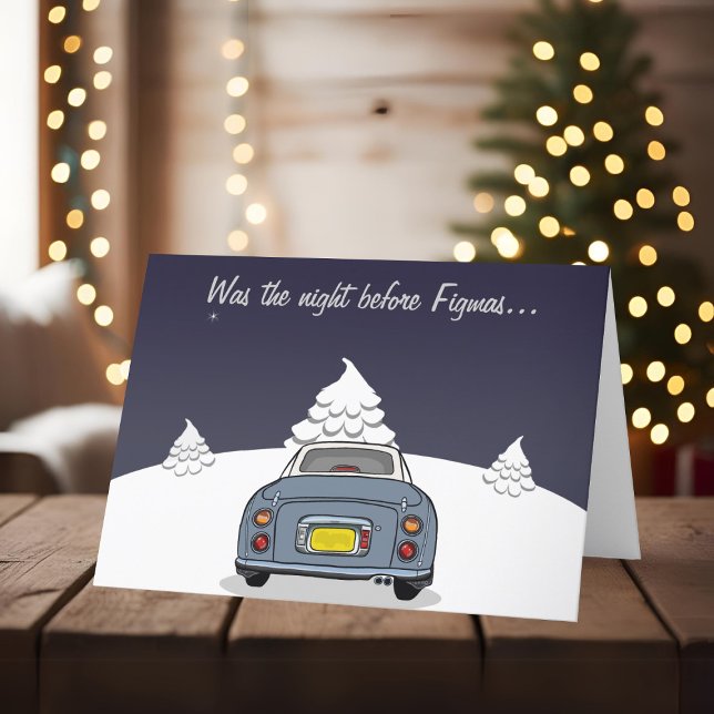 Lapis Grey Figaro Car Figarations Christmas Card (Happy Fig-mas! A fun figgy themed christmas card to send to your car! (or your figgy loving friends))