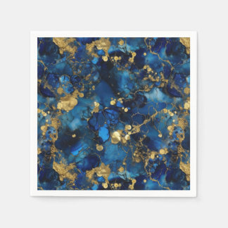 Lapis Lazuli and Gold Alcohol Ink Napkin