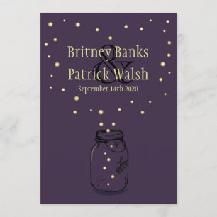 Lapis Purple Mason Jar Firefly Wedding Invitations