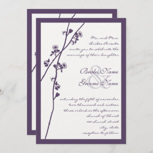 Lapis Purple Wild Flower Branch Wedding Invites